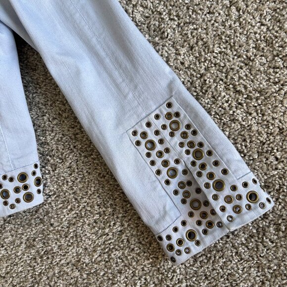 Doncaster Sport Womens Size M Light Blue Grommet Embellished Cotton Blend Jacket - Picture 7 of 12